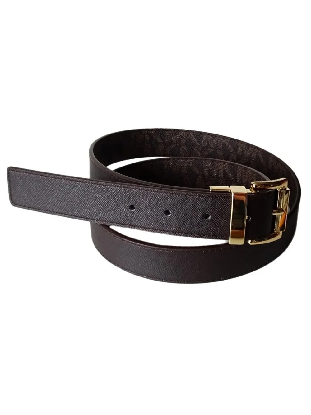 Michael Kors Women’s Belt Reversible Logo Embossed Faux Brown Leather Size XL